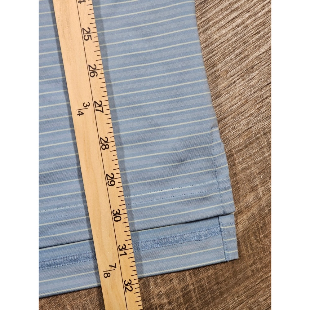 Dunning Golf Mens Large Blue Striped Coolmax‎ Lycra Short Sleeve Polo Shirt L - Picture 6 of 8